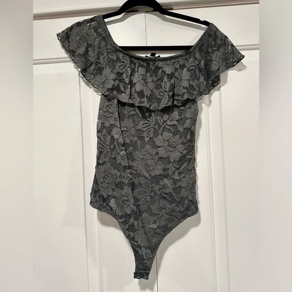 Off the shoulder lace body suit